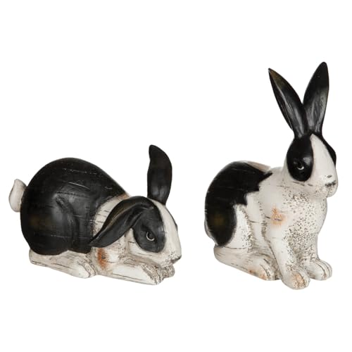 The Bridge Collection Black and White Bunny Figurine Set -