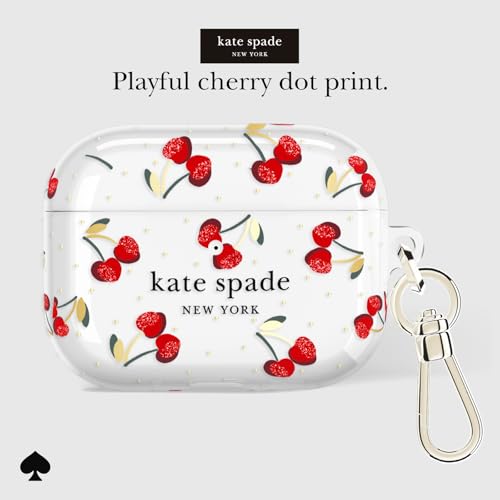 Image of kate spade new york AirPods Pro 3 Protective Case with Keychain Ring Clip - Cherry Dot, Compatible with AirPods Pro 3rd Generation