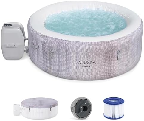Bestway SaluSpa Cancun 2-4 Person Inflatable Hot Tub, Round Energy-Efficient Portable Spa with 120 AirJets, 71" x 26"