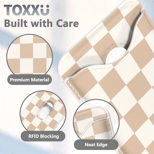 Image of Checkered Magnetic Wallets Compatible with Magsafe Wallet for iPhone 17 /16 /15 /14 /13 /12 Series Pro Max Plus Air, Phone Magnet Card Holder for Women Men Lether Mag Safe Brown