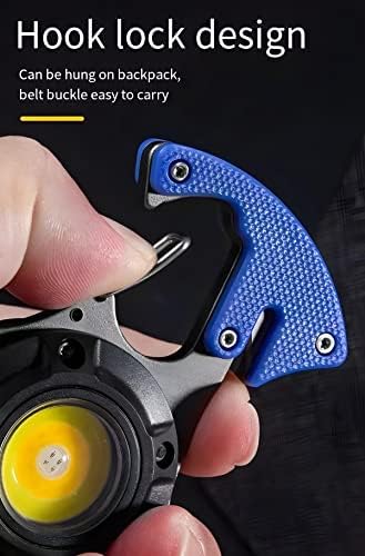Mini Torch 800 Lumens LED Torch Rechargeable 7 Light Modes Waterproof Pocket Light with Window Breaker Safety Belt Cutters Screwdrivers Hook for Camping Fishing Outdoors