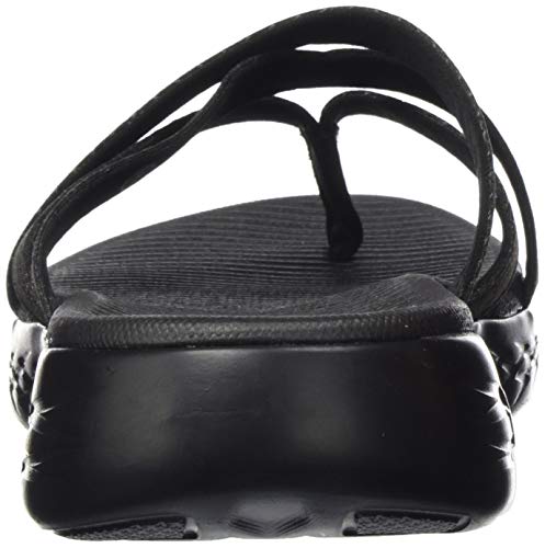Skechers Women's On The Go 600-Dainty Flat Sandal, Black/Grey, 7 Medium Us #TOP2