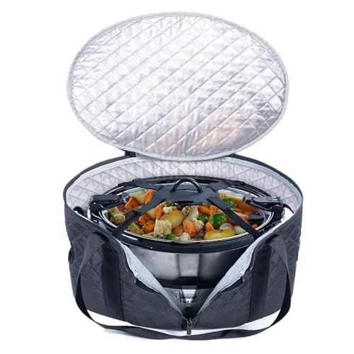 Bolsa para olla lenta – Forro aislante reutilizable de gran capacidad – Funda para olla con hebilla de cierre para tapa – para camping, carne, picnics, fiestas, viajes, cocina