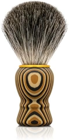 Hand Crafted Pure Badger Shaving Brush for Wet Shave, Soft Bristle, Art Annual Ring Wood Handle, Best Gift for Bearded Man