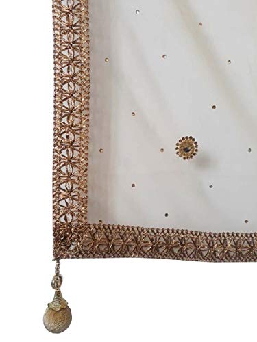 Indian Mirror Work Gold Net Dupatta chunni stole scarfs Gold Women Chunni With Gold Latkan2