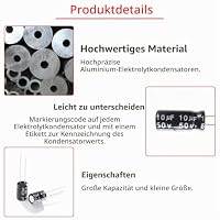 YIXISI 145 Stücke 15 Werte Bereich 0.1uF bis 470uF 16V 50V Elektrolytkondensator Sortiment Kit, Aluminium Elektrolytkondensator, Elkos Kondensator für TV, LCD-Monitor, Radio, Stereo – Ansicht 4