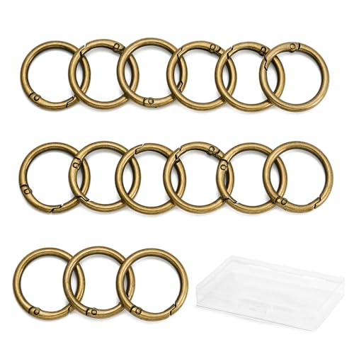 Image of DEVPSISR 15pcs Trigger Spring O Rings Round,Metal Keychain Ring Round Carabiner Clips for Keyrings Buckle, Bags,Purses