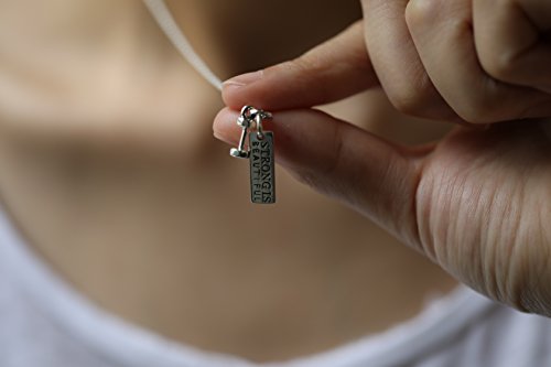 Sterling Silver Necklace "Strong Is Beautiful" Engraved Dumbbell Barbell Gym Buff Pendant Necklace 18"4