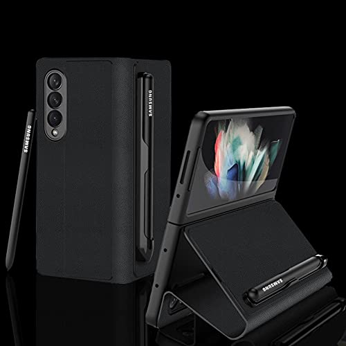 SHIEID Capa de couro para Samsung Fold 3 com suporte para S Pen, capa para Galaxy Fold 3 com suporte