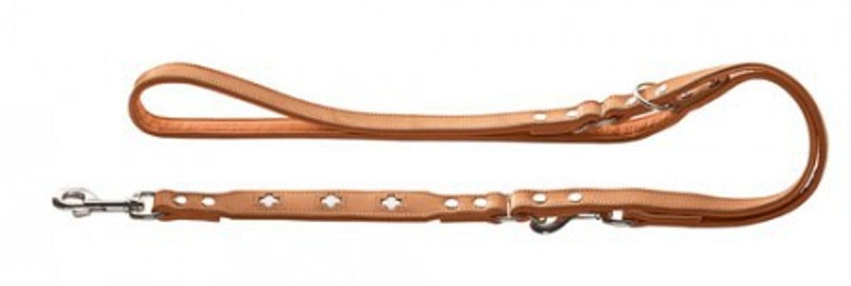 HUNTER Verstellbare Hundeführleine SWISS, Farbe: natur/beige, weiches Rindsleder, schweizer Kreuz, elegante Optik, 3-fache Verstellmöglichkeit, komfortabel, Made in Germany, Größe: 13/200