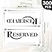 Resurhang 300 Pcs Paper Table Reserved Sign with Name Line Reserved Seating Signs Bulk Double Sided Signs for Reserving Seats Restaurant Wedding Reception Church Board Business Meeting (White Black)