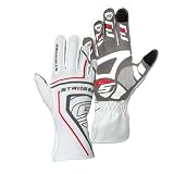ＳＴＲＡＳＳＥ STRASSE Gen 2 Sim Racing Gloves (White, 2XL) — Suede Leather Palm with Silicone Grip Print, Outseam Stitching, Touchscreen Fingertips for Logitech G29/G923, Fanatec, Thrustmaster