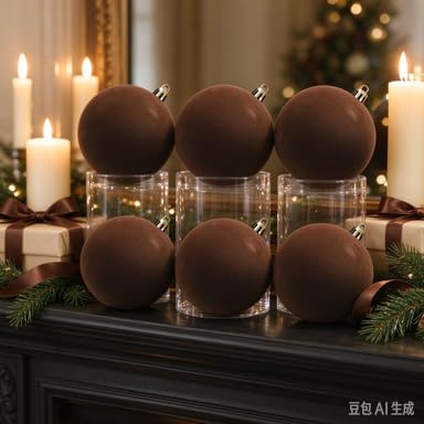 6Pcs 2.36 Inch Mini Shatterproof Hanging Christmas Ornaments for Tree Decor (Coffee) - image 4
