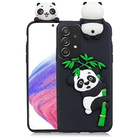 HopMore Phone Case Compatible with Samsung Galaxy A33 5G Case Cover Cute 3D Design Silicone Soft Gel Shockproof Protective Cover Slim Thin Rubber Bumper Funny Shell for Girls Woman, Black Panda Cover