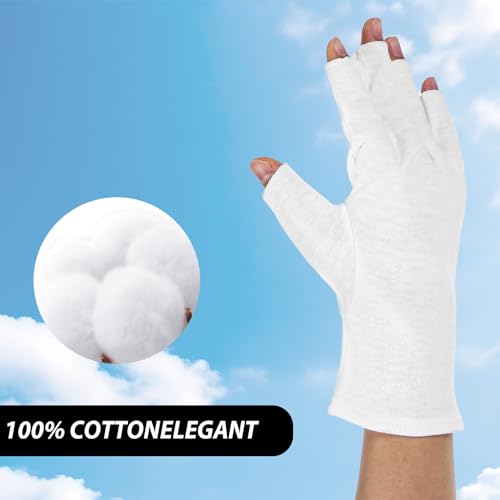 Classicseali 2 Paar Baumwollhandschuhe Weiß,Fingerlose Handschuhe Weiß,Schweißfeste und Atmungsaktive Cotton Gloves für Ekzeme,Händetrocknen,Schlafen,Lotion,Spa,Fahren,Golf,Radfahren