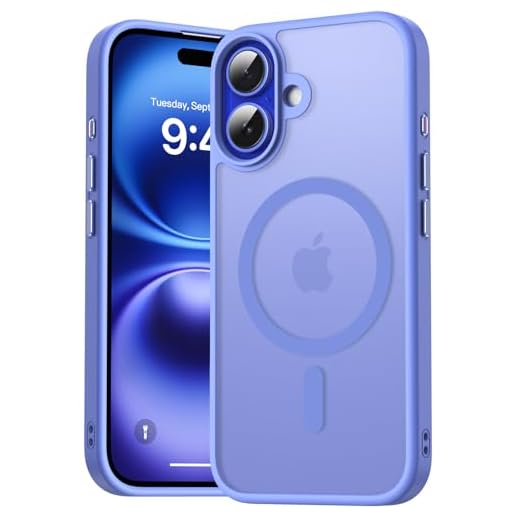 Natiiozie Magnetica Cover Compatibile con iPhone 16 Compatibile con MagSafe Custodia Traslucida Opaca Posteriore,Anti-impronta Resistente ai Graffi Protettiva Case Blu Oltremare