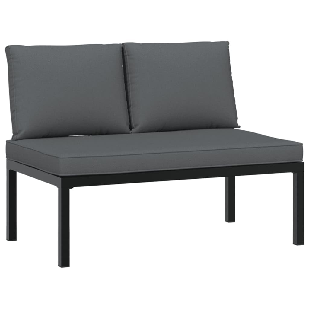 vidaXL Ławka ogrodowa z poduszkami, czarna, aluminium