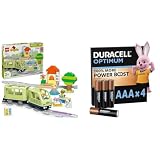 LEGO Duplo Le Train d’Aventures Interactif   Jouet Éducatif 1er Âge   14 Rails, Briques d'action avec Sons & Lumières et 4 Figurines + Piles: Duracell Optimum Pack of 4 x AAA