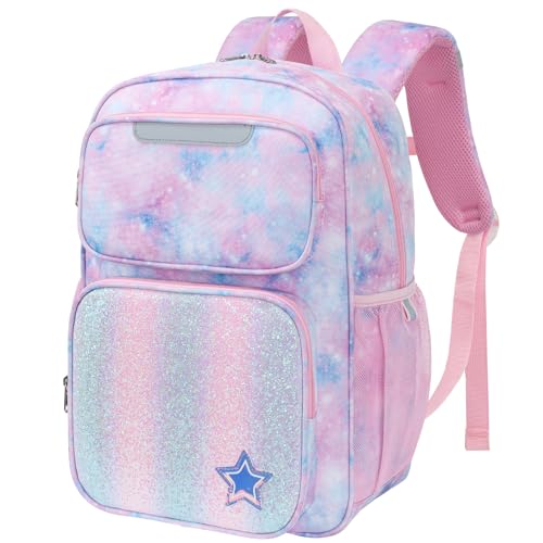 BrainyBees Kids Backpack for Girls - 17 Inch Insulated School Bag Ages 8-10