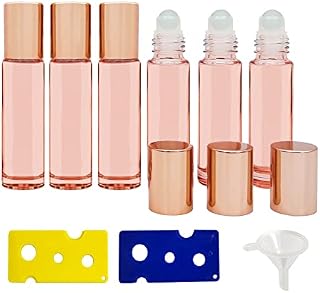 6 pcs Essential Oil Roller Bottles Refillable 10ml Glass Roll On Bottles with Opener, Perfect for Perfumes, Aromatherapy