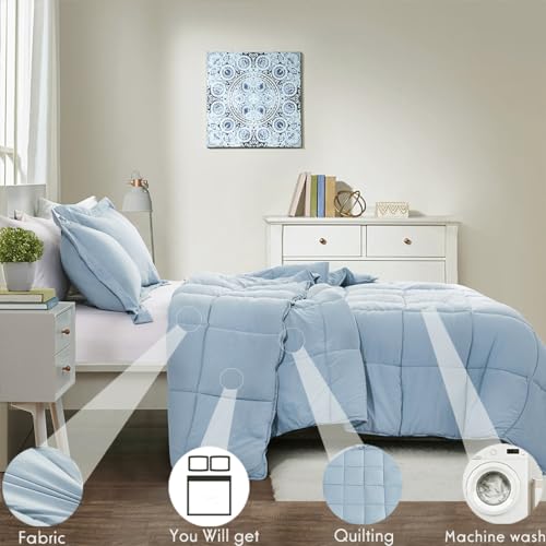 Image of HIG 3pc Blue Twin /Twin XL Bedding Comforter Set Duvet Insert Blanket