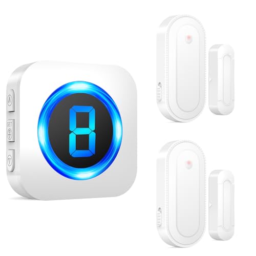 SURFOU Wireless Door Sensor Chime, Waterproof Door Open Alert with 1000Ft Range, 55 Ringtones, 110dB Alarm for Office/Business/Home/Kids&Elderly Safety - 2 Sensors + 1 Receiver by SURFOU - Used condition - US$17.22