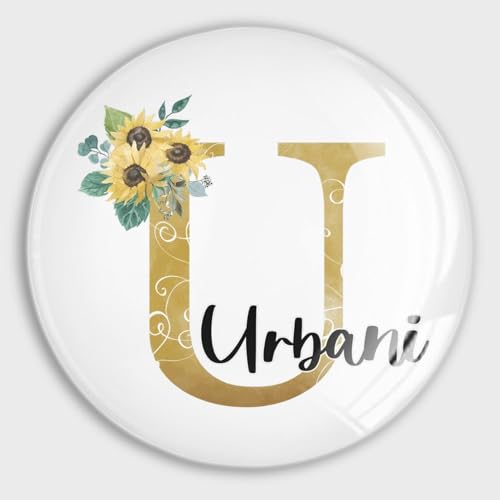 Imanes personalizados con inicial U de girasol para regalar y decorar 2