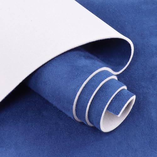GoldWheel Suede Headliner Fabric 60"×216" with Foam Backing Auto Interior Repair Headliner Material, Suede Car Roof Upholstery Fabric for All Vehicles Boat Home DIY Project 60" Wide,Blue