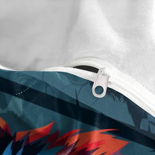 Housse de couette loup 3D imprimée parure de lit 3 pièces microfibre avec zip - 8