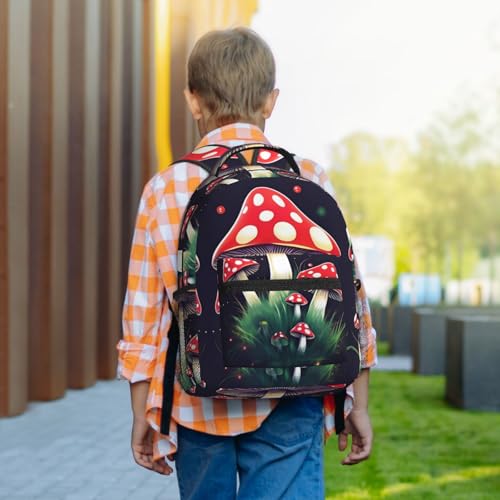 Sac à dos pour ordinateur portable Noir à imprimé champignons magiques, taille unique