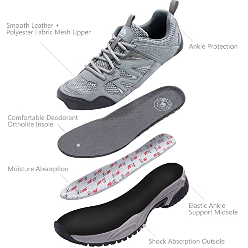 Camelsports Hiking Shoes Men Lightweight Non-Slip Breathable Sneakers Low Top Walking Shoes For Outdoor Trailing Trekking Walking Climbing Grey/Black #TOP1