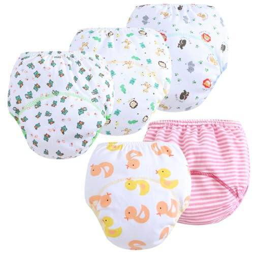 Rainjia 5er Pack Baby Töpfchen Trainingshose 6 Monate - 3Jahre, Baby Windel Unterhosen Trainingshosen Baumwolle Unterwäsche Trainerhosen Toilettentraining Töpfchen Unterwäsche