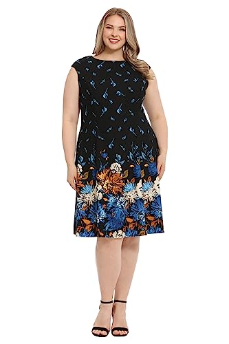 Image of London Times Womens Dresses Cap Sleeve Fit and Flare - Elegant Summer Cocktail Graduation Garden Party Wedding Guest Dress