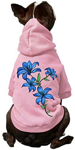 Secodrout Dog Shirts, Dog Hoodies Blue Flower Hoodies For Medium Dog Cat Sweater Owner And Pet Shirts Are Sold Separately #TOP1