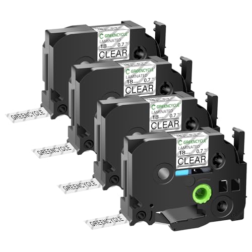 GREENCYCLE 4 Pack Compatible for Brother TZe-141 TZe141 TZ141 TZ-141 AZE Tape 18mm 0.7 Inch 3/4" Black on Clear Laminated Label Tape for PTD400, PTD400AD, PTD450, PTD600, PTP700, PTP710BT