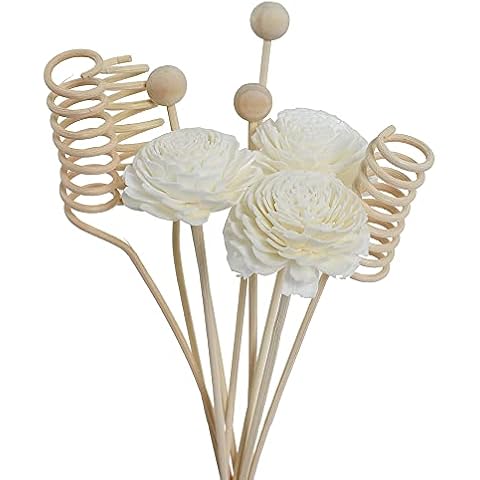 CHZIMADE 9-teiliges Rattan-Diffusor-Stäbchen-Set, Rattan-Duft-Diffusor und Blumen-Ersatz-Nachfüll-Rattan-Sticks Cover