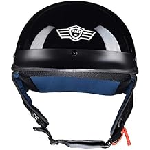 AHR Run-C Half Face Helmet DOT Approved Bike Cruiser Chopper High Gloss Black XL