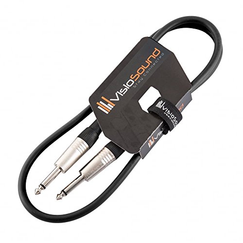 VisioSound Guitar Lead 6.35mm Mono Jack to Jack/Instrument Cable/Patch Lead / 6 Colours 1m Black