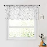 MRTREES Embroidery Sheer Curtain Valance 54x16 inches Long Small Modern Kitchen Valance Living Room