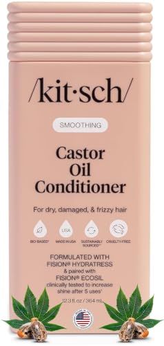 Kitsch Smoothing Castor Oil Liquid Conditioner for Women and Men Nourishing Hair Conditioner for Dry Damaged & Frizzy Hair Clean Color-Safe Hair Care Bio-Based Formula Made in USA 12.3 oz