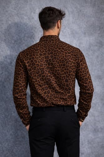 Image of Foomer Brown Solid Self Design Opaque Party Shirts