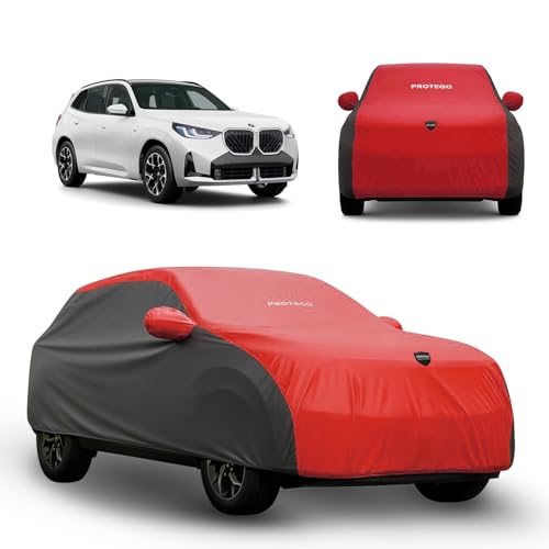 Image of PROTEGO Prime Series India's 1st Anti-Tear Car Cover for BMW X3 | Heavy-Duty, Custom Fit, All Weather Protection | 100% Waterproof, Windproof & Hail Resistant | 2-Year Warranty | Red + Black