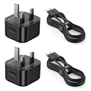 25W USB C Charger for Samsung 2 Pack Super Fast Charging with 2M USB C Cable Compatible for Samsung Galaxy S25/S24S23/S22 Ultra/FE 5G, Z Flip 3/Z Fold 3, Note 20/10 Series (UK Wall Plug)​