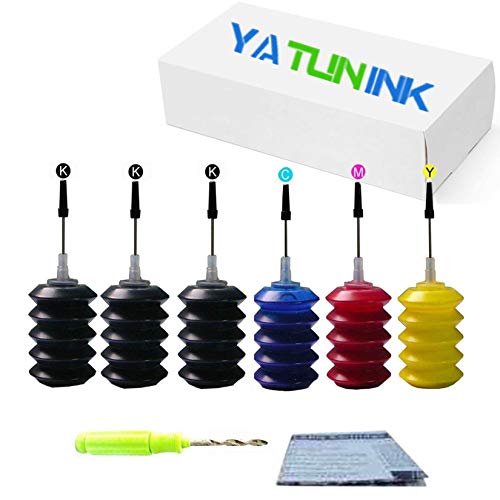 YATUNINK Refill Ink Refill Kit Replacement for HP 667 667XL Ink Cartridge Refill Ink Kit for HP Deskjet Ink Advantage 1275 2374 2376 2775 2776 2375 6475 6476 Printer (6x30ML)