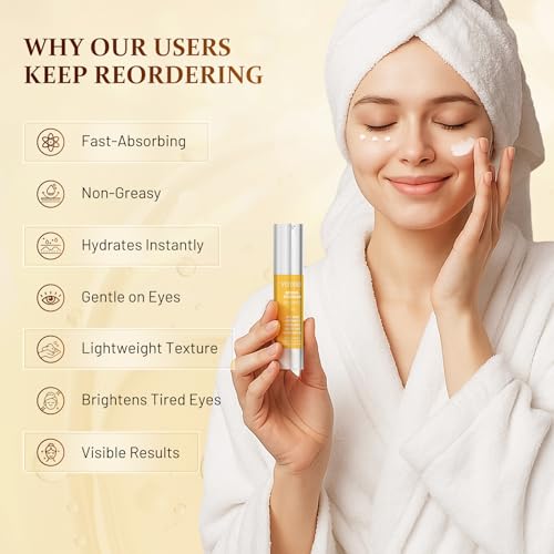 Retinol Eye Cream for Eye Bags - Rapid Under Dark Circles,Wrinkles, Fine Lines, Puffiness | Hydrating Anti-Aging Moisturizer Skin Care, Christmas gifts for Women and men 0.67 fl oz (Yellow) - Thumbnail 3