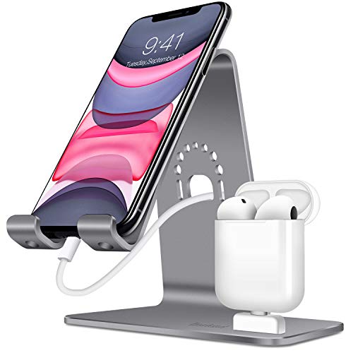 Bestand 2 in 1 Apple iWatch Stand, Airpods Charger Dock, Phone Desktop Tablet Holder for Airpods, iPhoneX/XS/XS Max/XR/8/8 Plus/Samsung Galaxy S10/S9/S/iPad,Grey (Airpods Charging Case NOT Included)