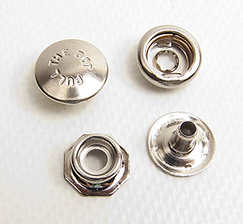 Pull The Dot Snap Fastener, Locking Snap, One-Way Snap, Nickel / Brass, 10 Piece