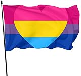 XIAYUTIAN Bisexual Panromantic Bi Pan Pride Flag Themed Welcome Home House Garden Yard Decor 3 X 5 Ft Jumbo Large Huge Flag Party Outdoor Outside Decorations Ornament Picks