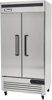 Migali C-2RB-35-HC Two Door Reach-In Refrigerator, 35 cu/ft Space Saving, Stainless Steel Interior and Exterior, Auto Defrost, Door Locks