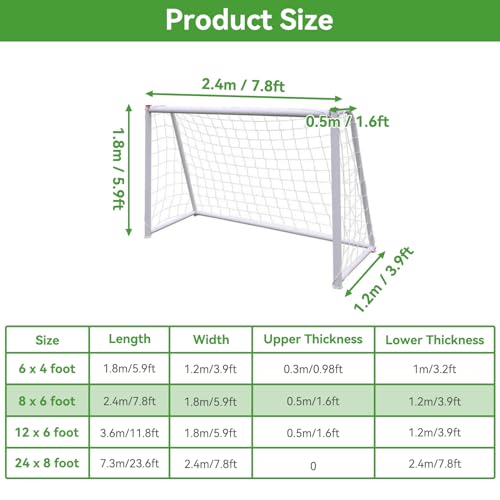Soccer Net, Replacement Football Net Sports Soccer Goal Post Net Replacement for Sports Match Training (8X6FT)